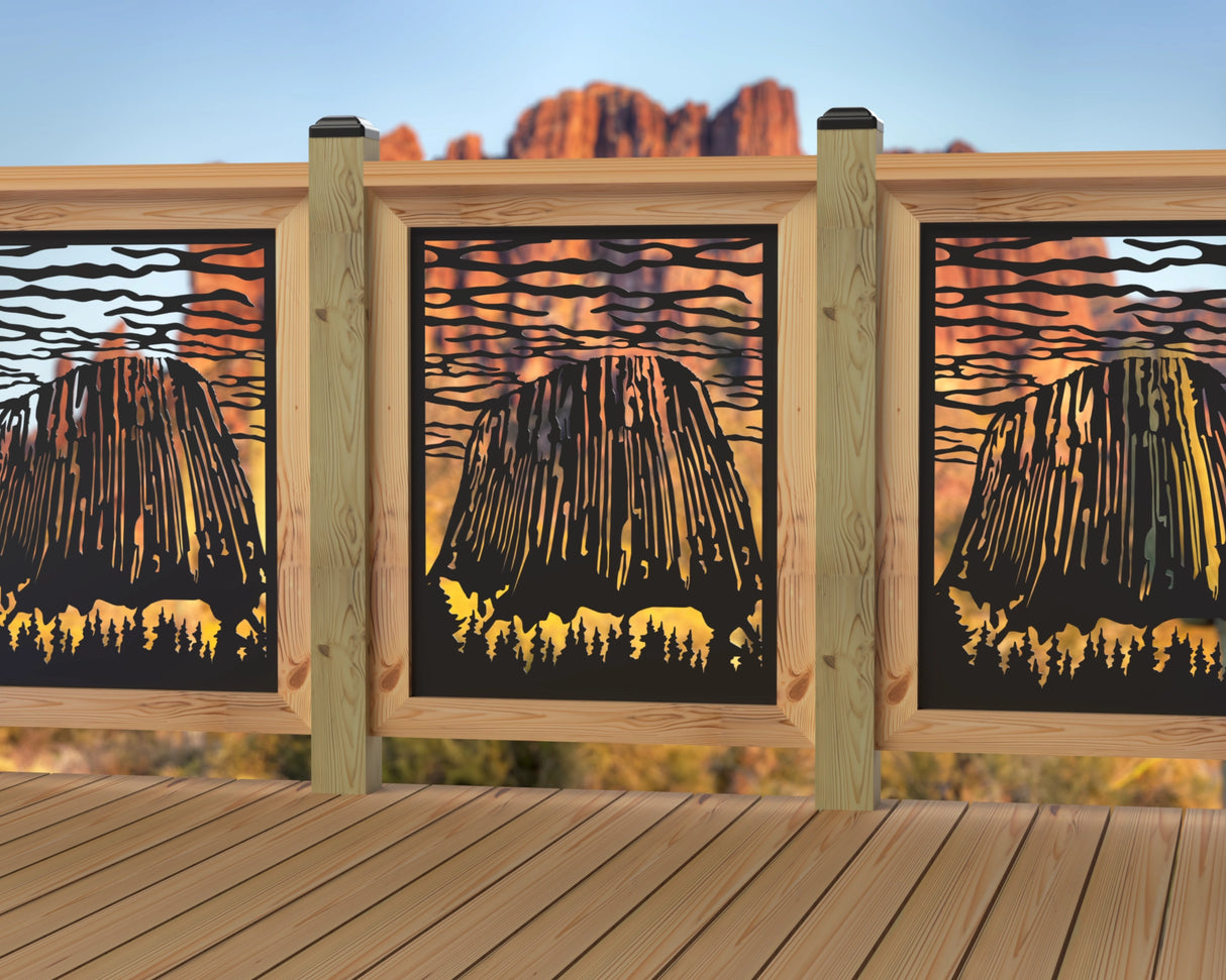 24"x30" - Devils Tower National Monument Fence/Gate Panel Insert - Madison Iron and Wood