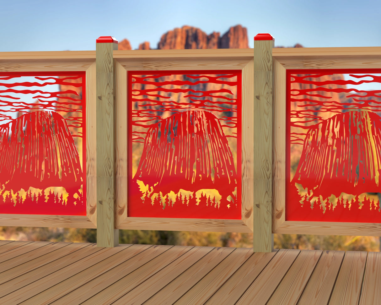 24"x30" - Devils Tower National Monument Fence/Gate Panel Insert - Madison Iron and Wood