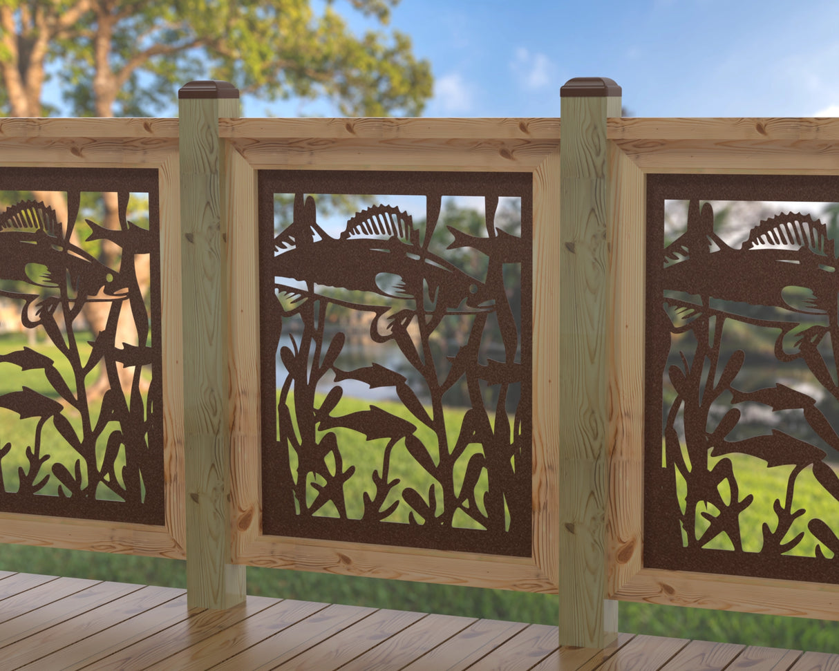 Fish Swimming Railing Panel Insert - Madison Iron and Wood
