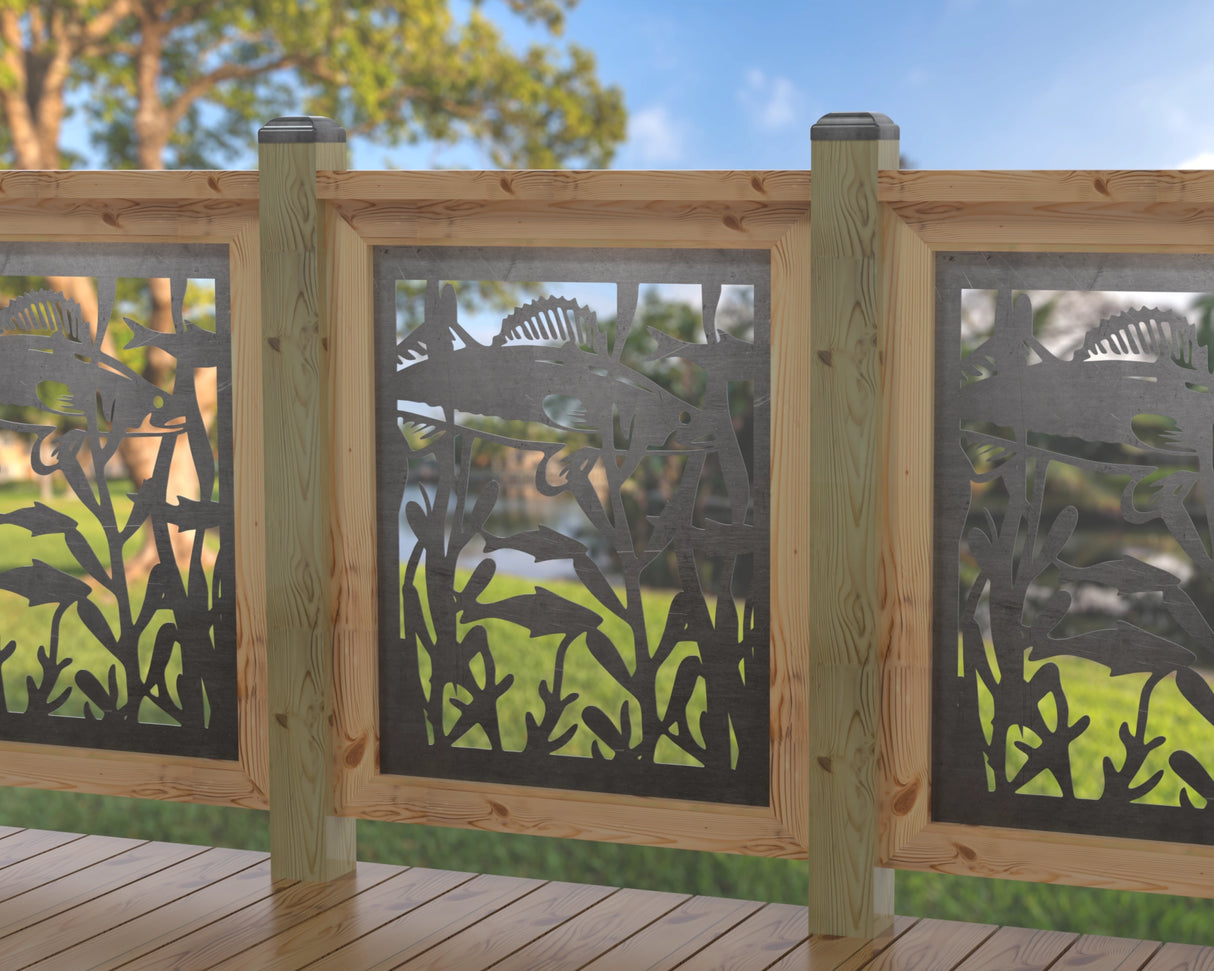 Fish Swimming Railing Panel Insert - Madison Iron and Wood