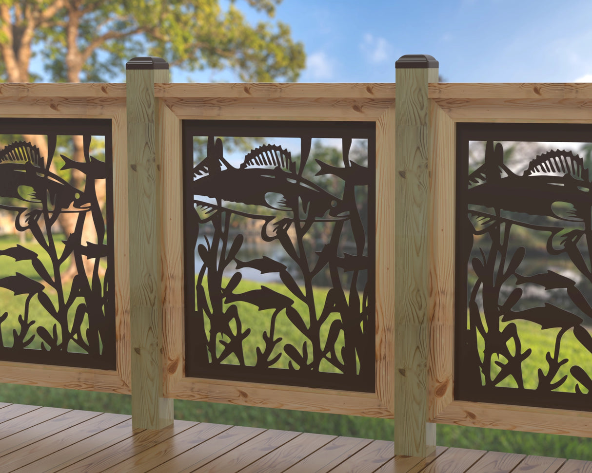 Fish Swimming Railing Panel Insert - Madison Iron and Wood