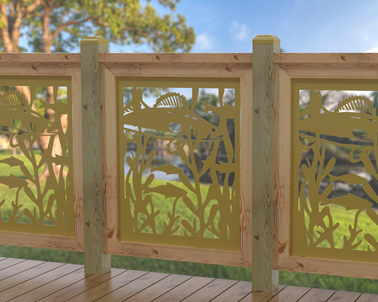 Fish Swimming Railing Panel Insert - Madison Iron and Wood