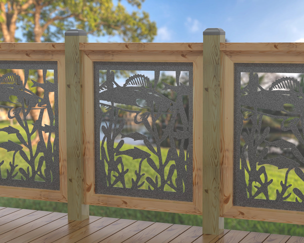 Fish Swimming Railing Panel Insert - Madison Iron and Wood