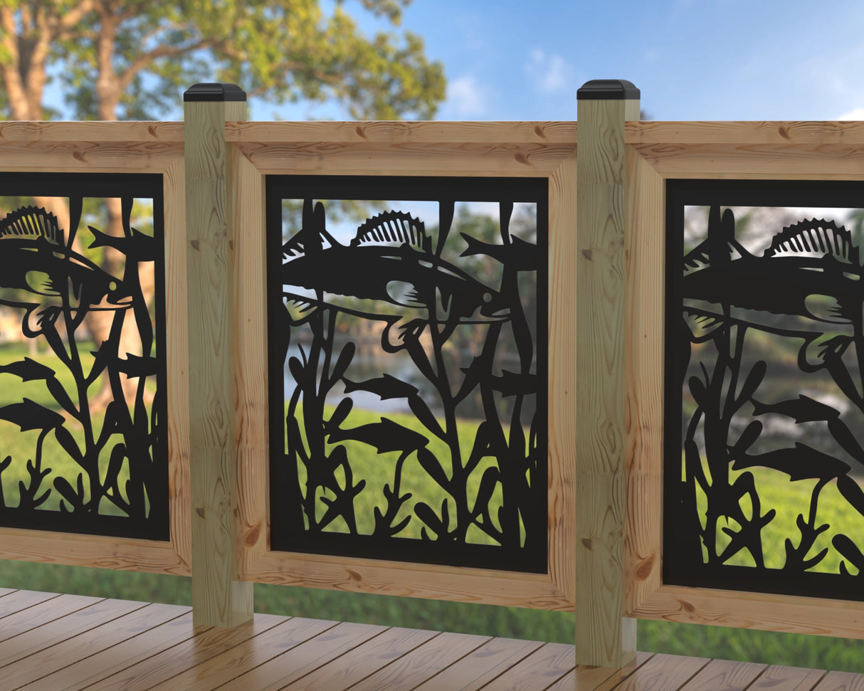 Fish Swimming Railing Panel Insert - Madison Iron and Wood
