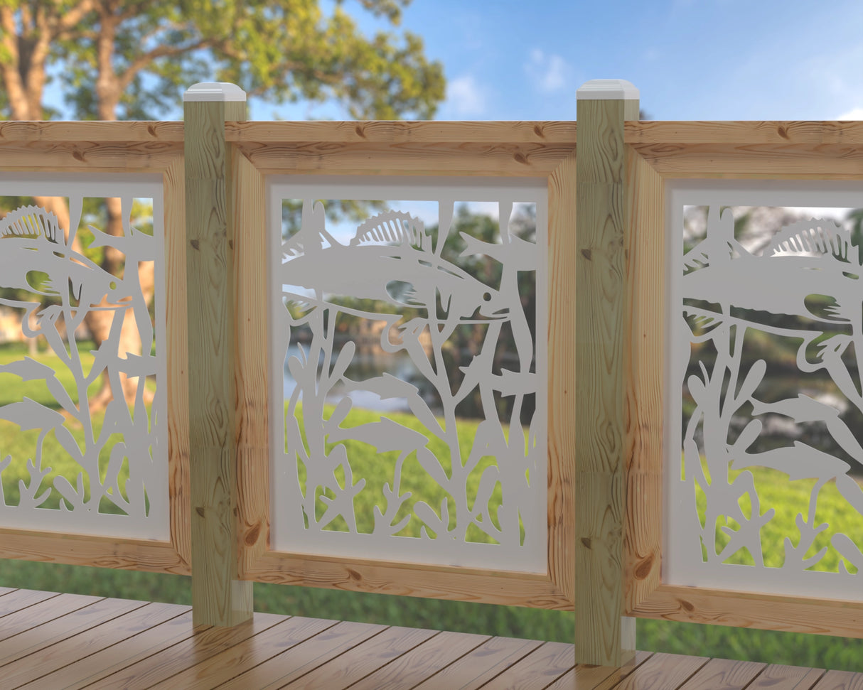 Fish Swimming Railing Panel Insert - Madison Iron and Wood