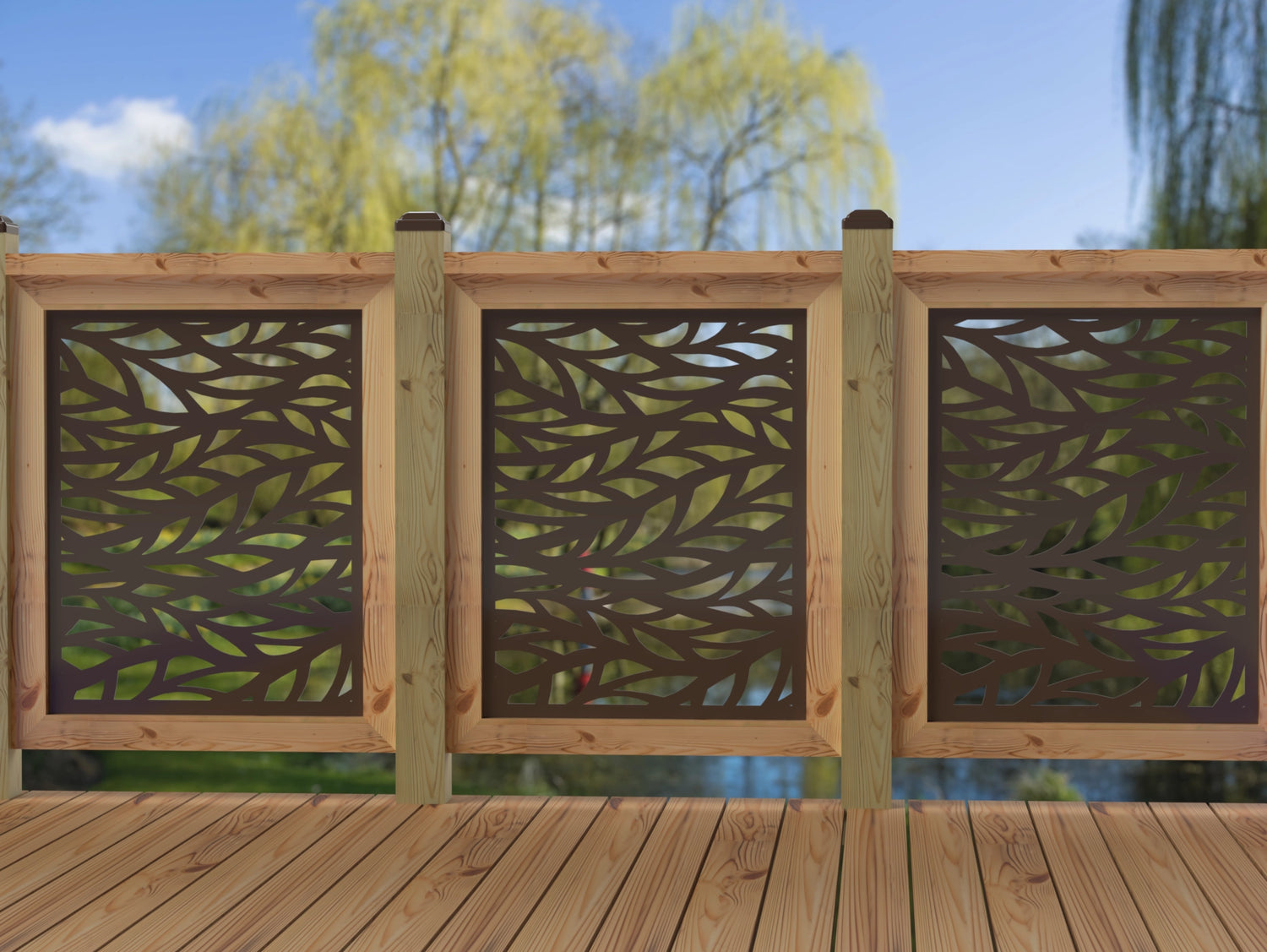 24"x30" - Willow Leaves Fence/Gate Panel Insert - Madison Iron and Wood