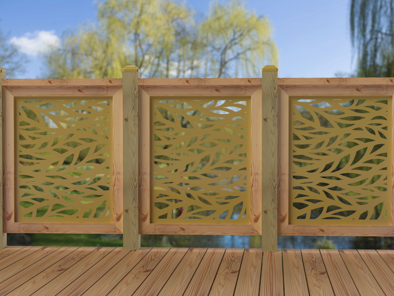 24"x30" - Willow Leaves Fence/Gate Panel Insert - Madison Iron and Wood