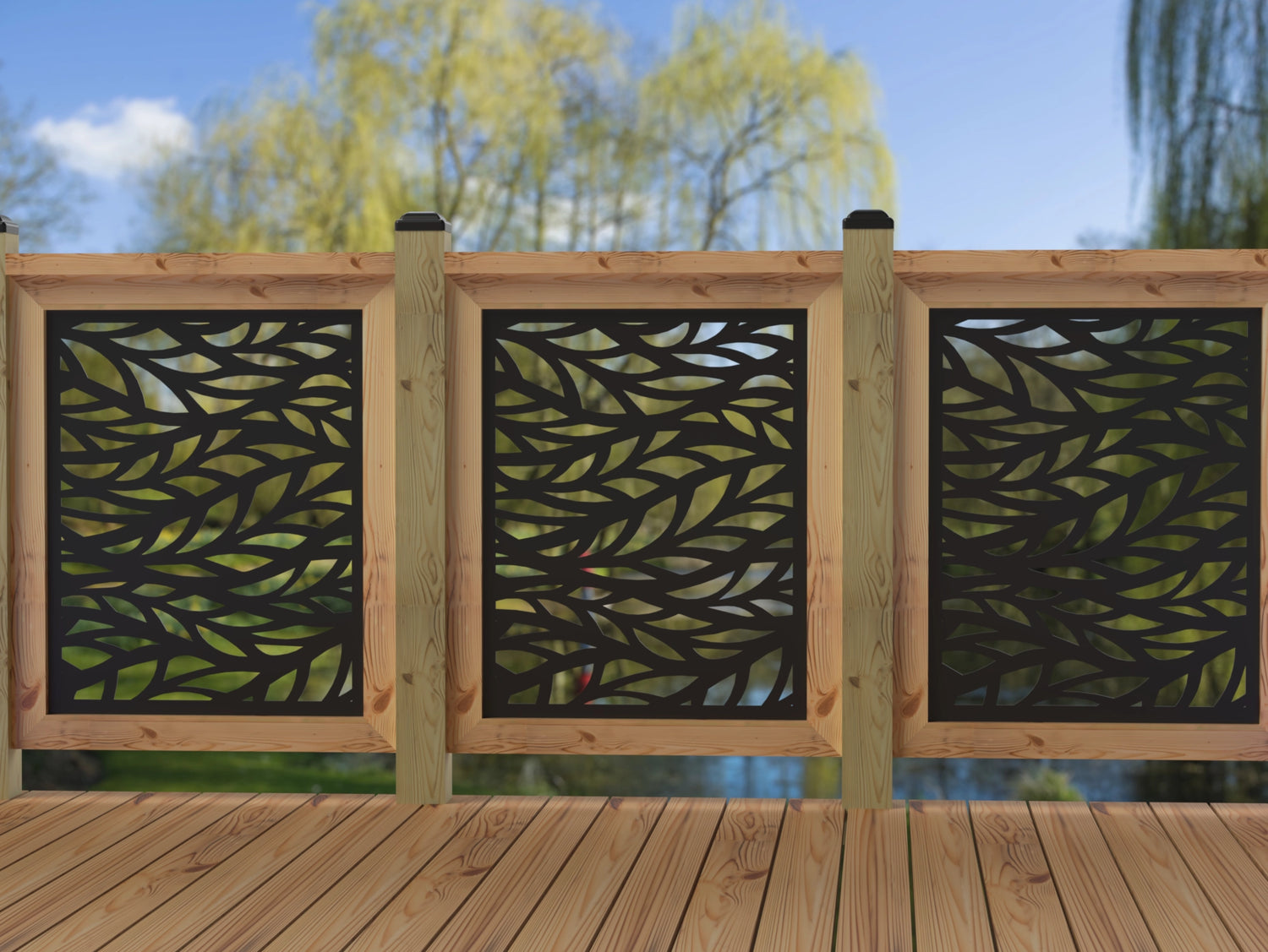 24"x30" - Willow Leaves Fence/Gate Panel Insert - Madison Iron and Wood