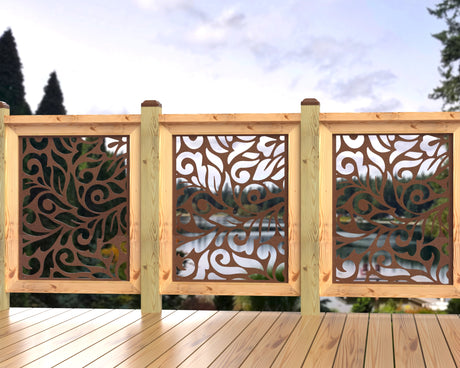 24"x30" - Flowing Leaves Fence/Gate Panel Insert - Madison Iron and Wood