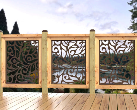 24"x30" - Flowing Leaves Fence/Gate Panel Insert - Madison Iron and Wood