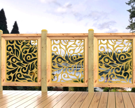 24"x30" - Flowing Leaves Fence/Gate Panel Insert - Madison Iron and Wood