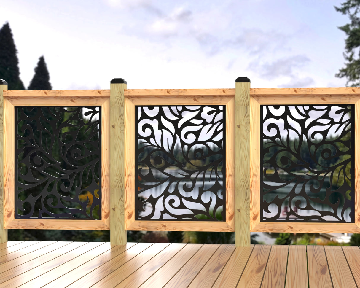 24"x30" - Flowing Leaves Fence/Gate Panel Insert - Madison Iron and Wood