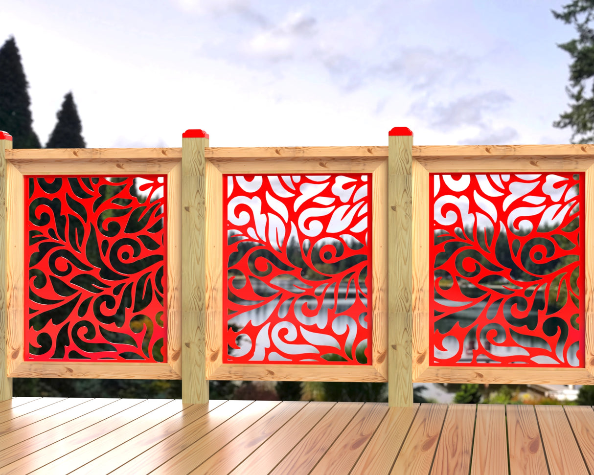 24"x30" - Flowing Leaves Fence/Gate Panel Insert - Madison Iron and Wood