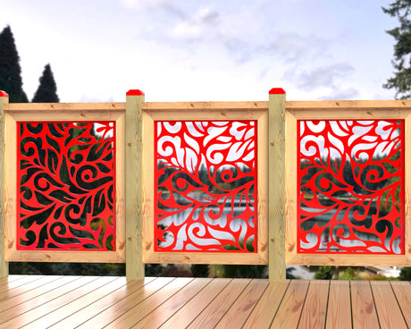 24"x30" - Flowing Leaves Fence/Gate Panel Insert - Madison Iron and Wood