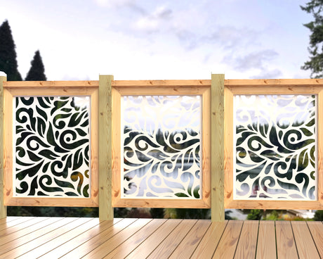 24"x30" - Flowing Leaves Fence/Gate Panel Insert - Madison Iron and Wood