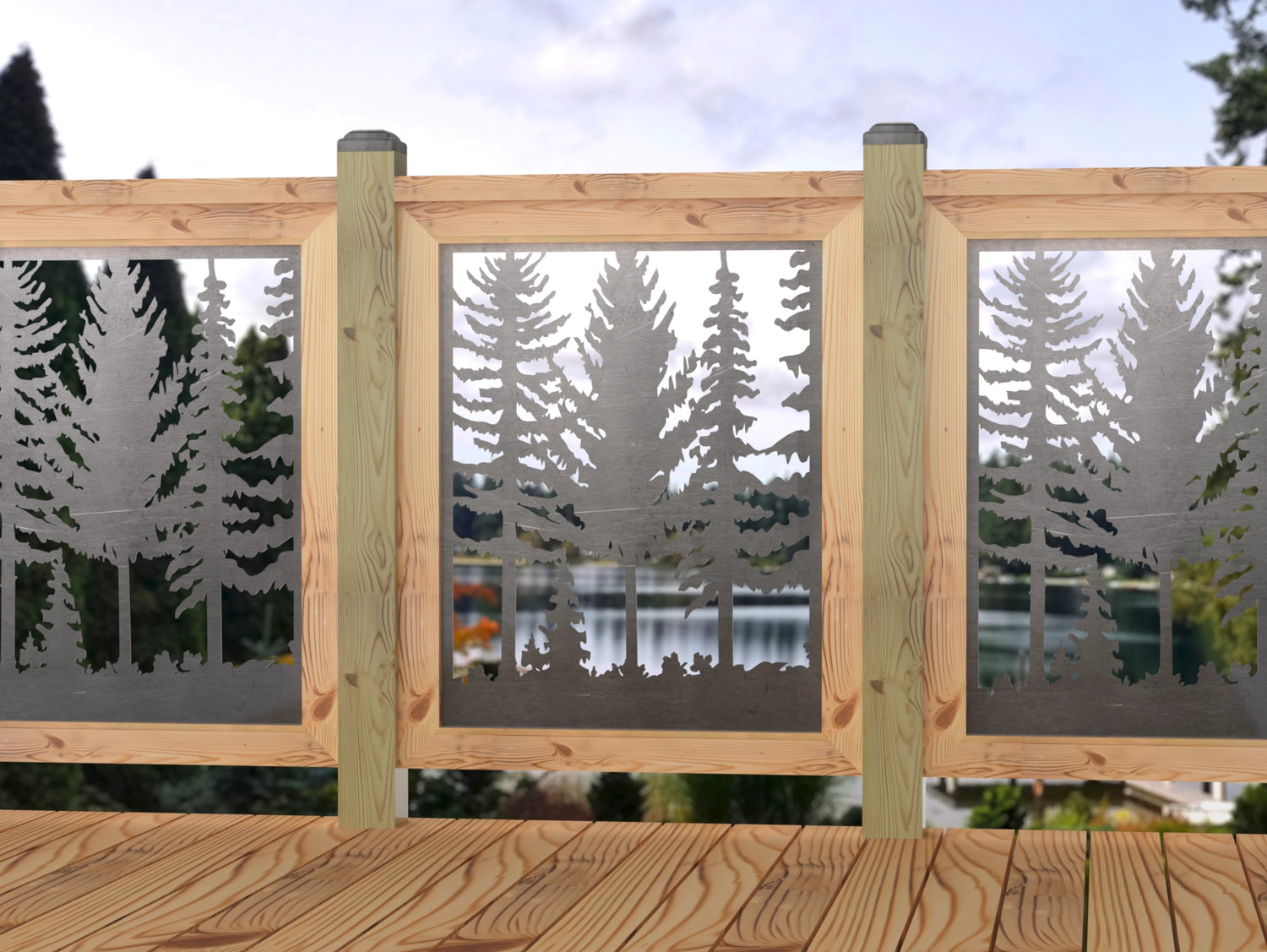 24"x30" - Forest Landscape Fence/Gate Panel Insert - Madison Iron and Wood