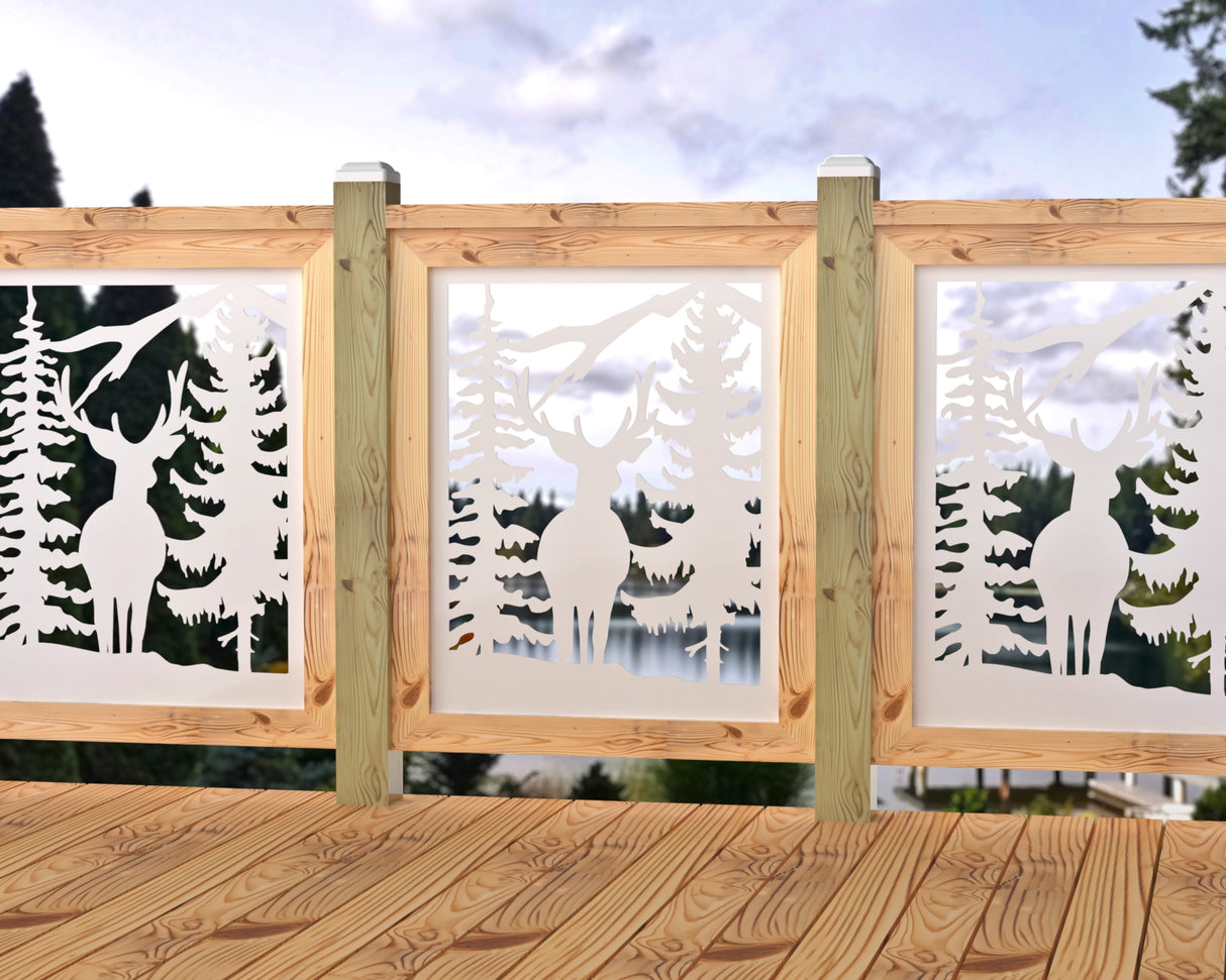 24"x30" - Deer and Bear Wildlife Landscape Fence/Gate Panel Insert - Madison Iron and Wood