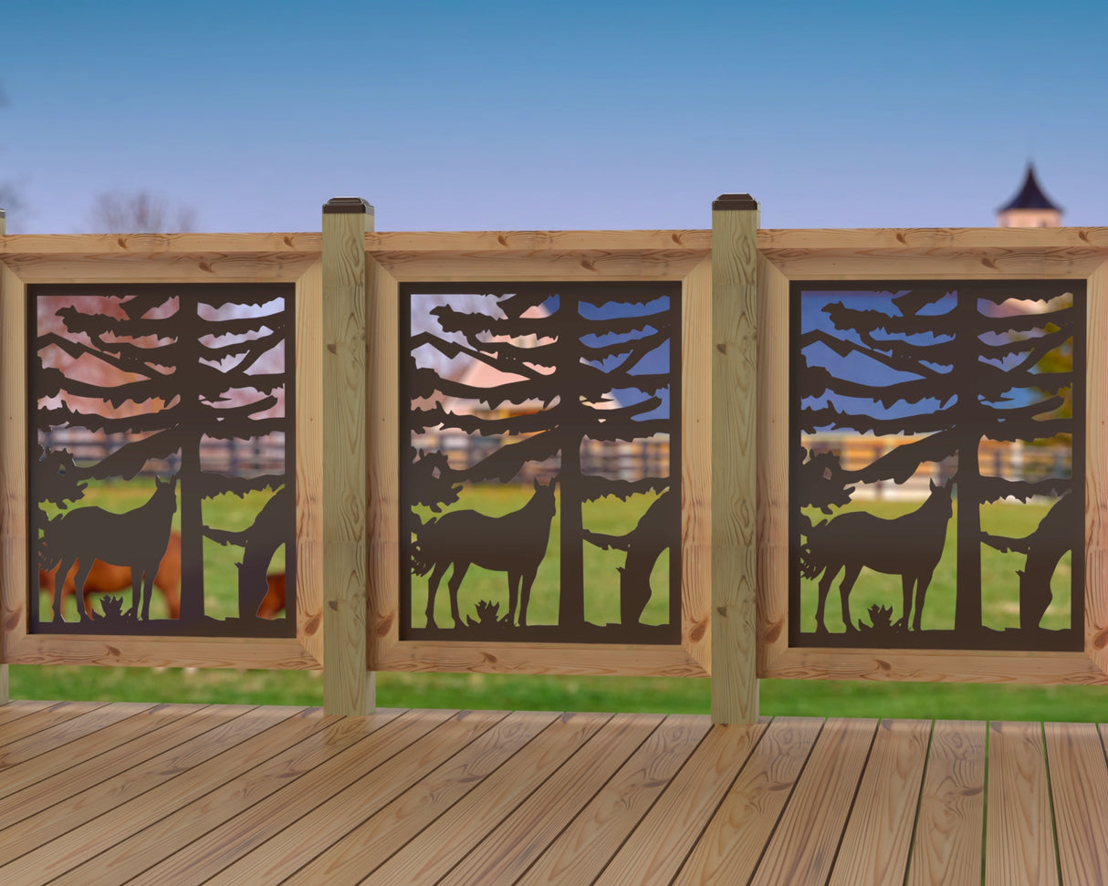 24"x30" - Horses Landscape Fence/Gate Panel Insert - Madison Iron and Wood