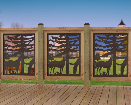 24"x30" - Horses Landscape Fence/Gate Panel Insert - Madison Iron and Wood