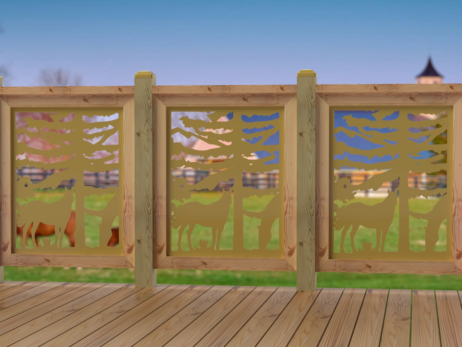 24"x30" - Horses Landscape Fence/Gate Panel Insert - Madison Iron and Wood