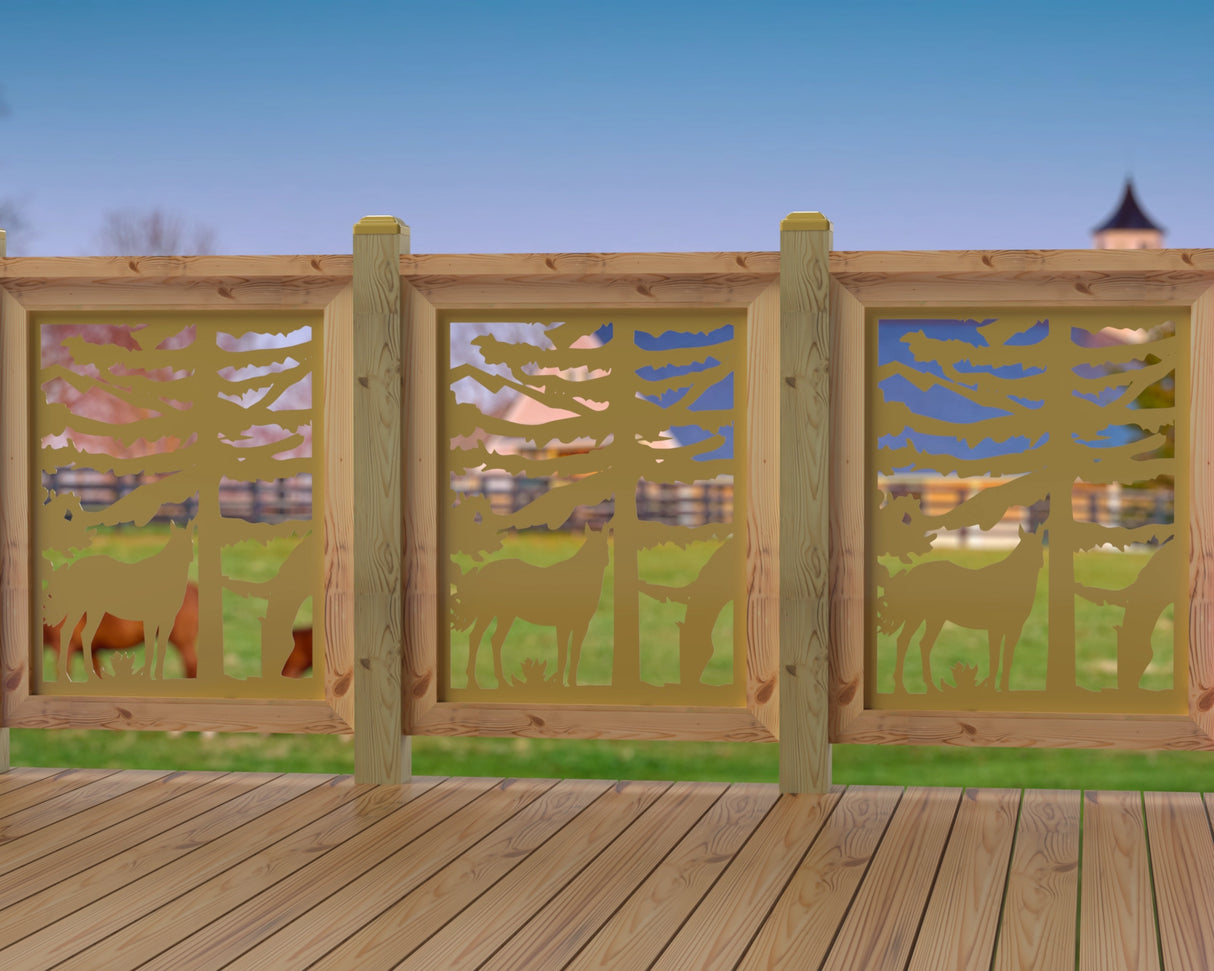 24"x30" - Horses Landscape Fence/Gate Panel Insert - Madison Iron and Wood