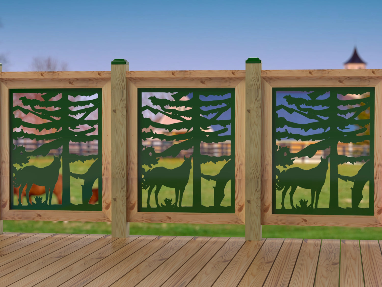 24"x30" - Horses Landscape Fence/Gate Panel Insert - Madison Iron and Wood