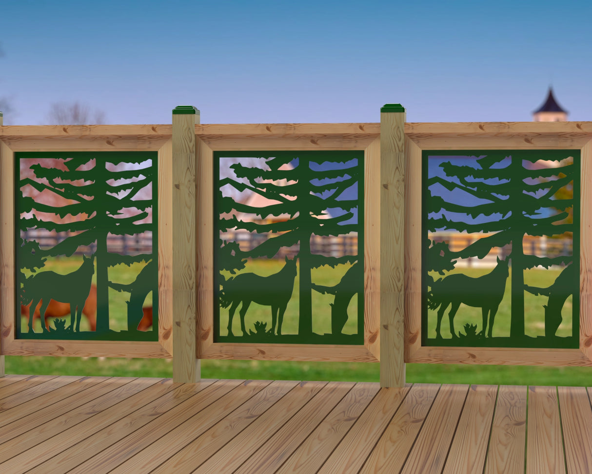 24"x30" - Horses Landscape Fence/Gate Panel Insert - Madison Iron and Wood