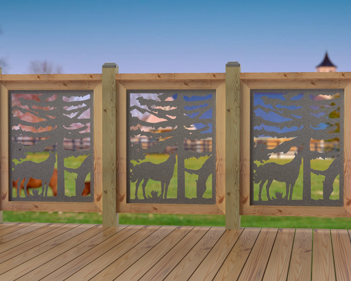 24"x30" - Horses Landscape Fence/Gate Panel Insert - Madison Iron and Wood