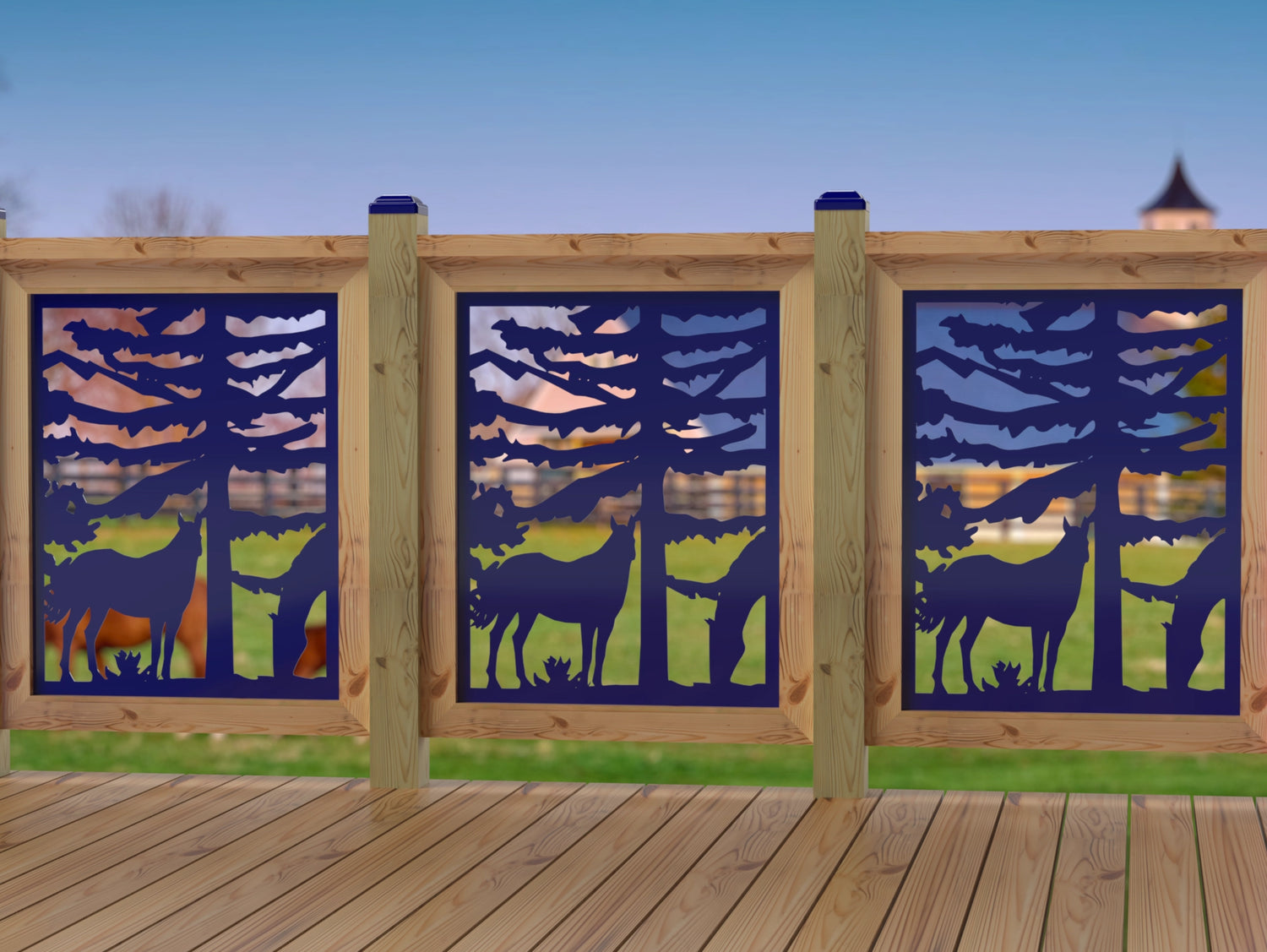 24"x30" - Horses Landscape Fence/Gate Panel Insert - Madison Iron and Wood