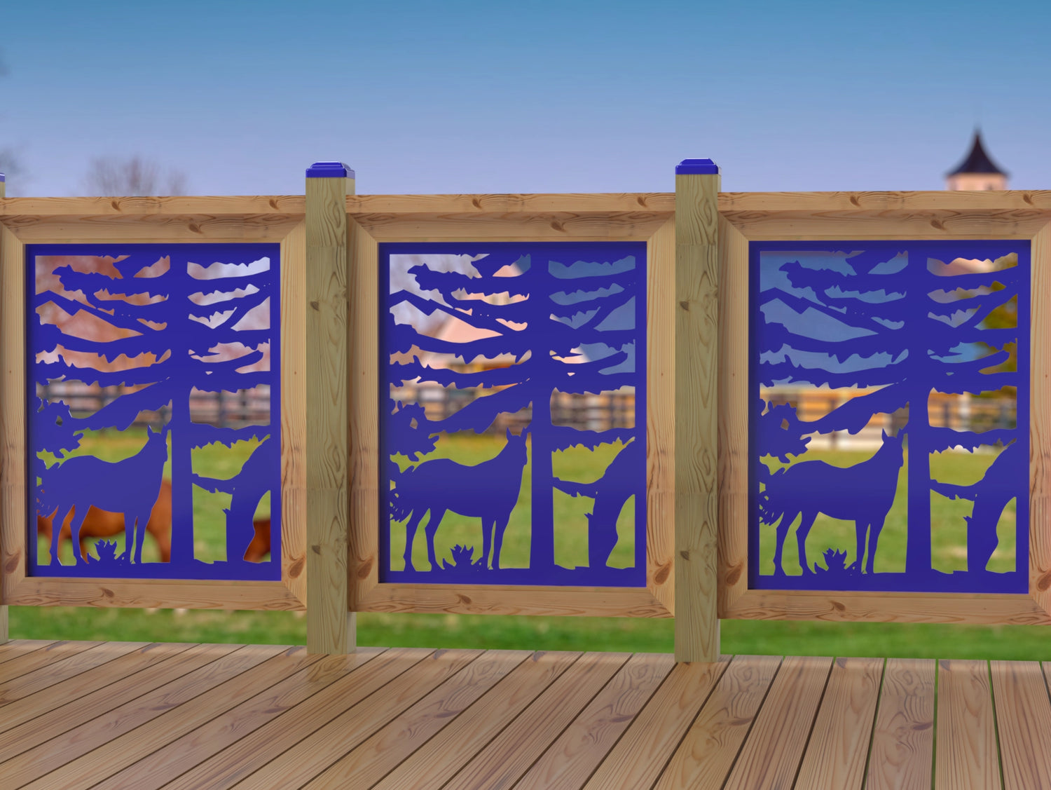 24"x30" - Horses Landscape Fence/Gate Panel Insert - Madison Iron and Wood