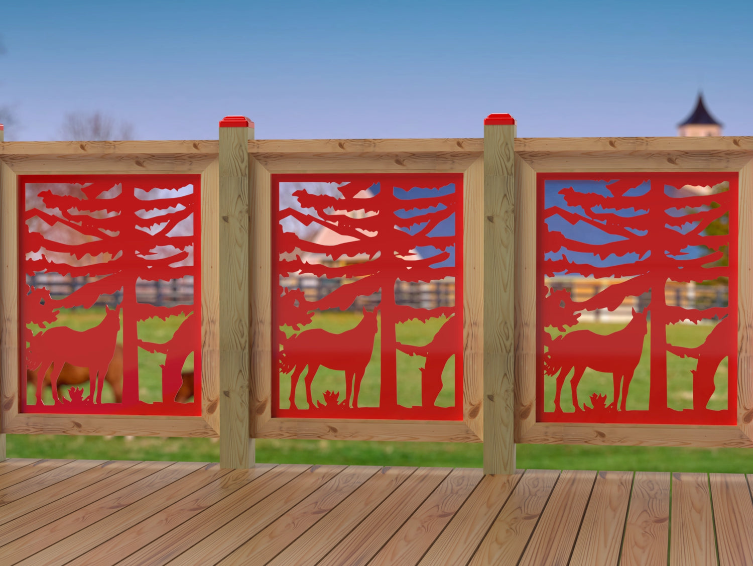 24"x30" - Horses Landscape Fence/Gate Panel Insert - Madison Iron and Wood