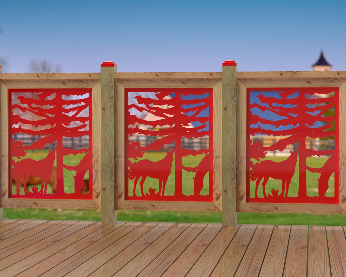 24"x30" - Horses Landscape Fence/Gate Panel Insert - Madison Iron and Wood