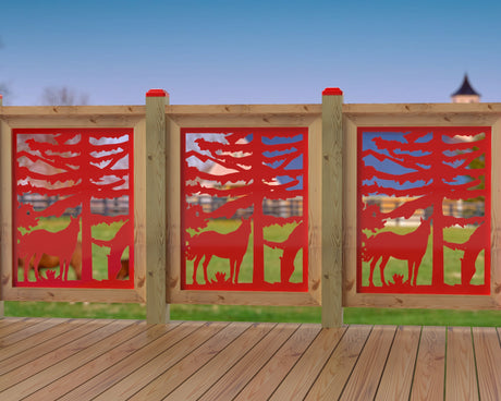 24"x30" - Horses Landscape Fence/Gate Panel Insert - Madison Iron and Wood