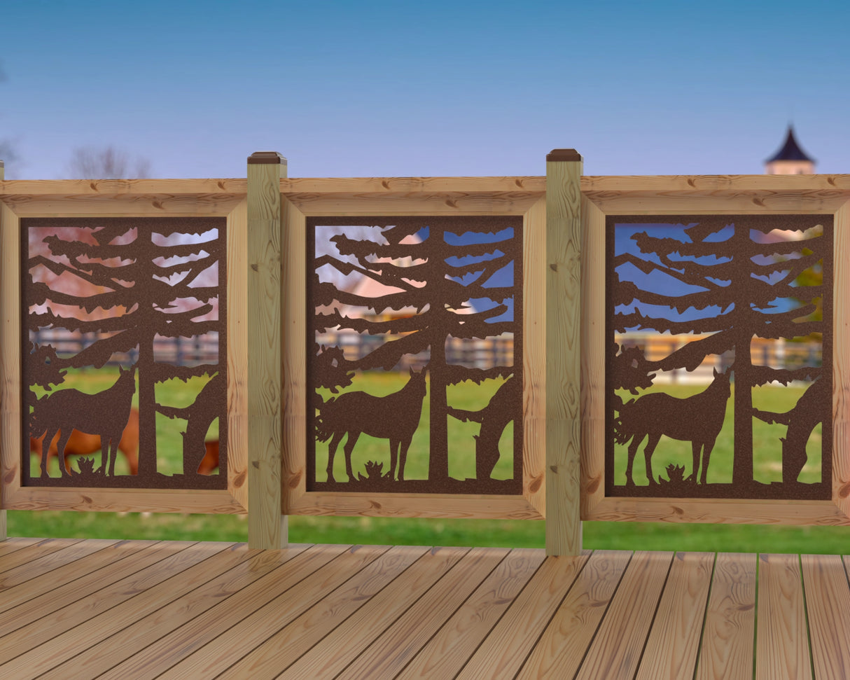 24"x30" - Horses Landscape Fence/Gate Panel Insert - Madison Iron and Wood