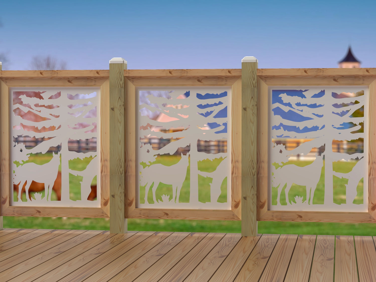 24"x30" - Horses Landscape Fence/Gate Panel Insert - Madison Iron and Wood