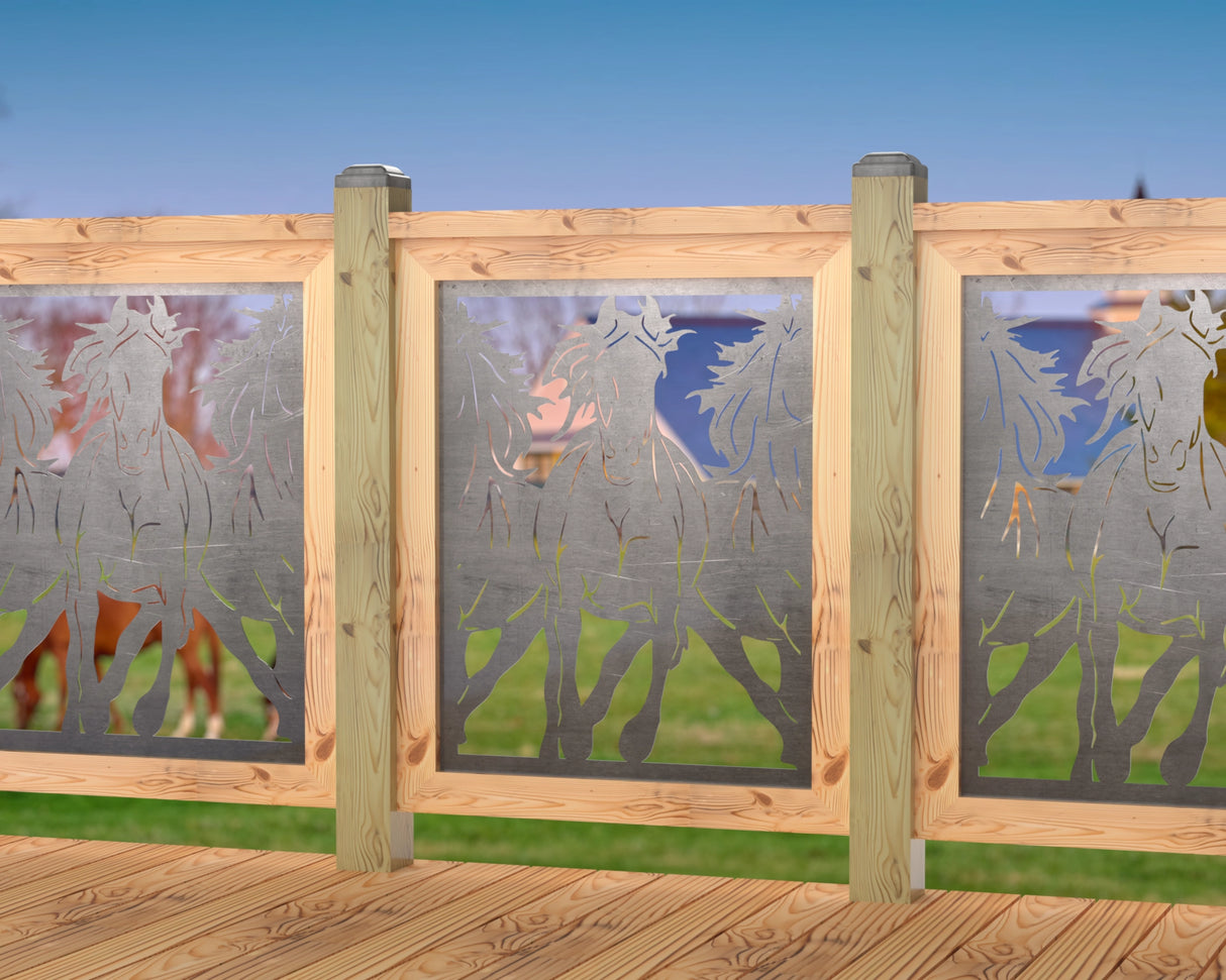 Horses Trotting Railing Panel Insert - Madison Iron and Wood