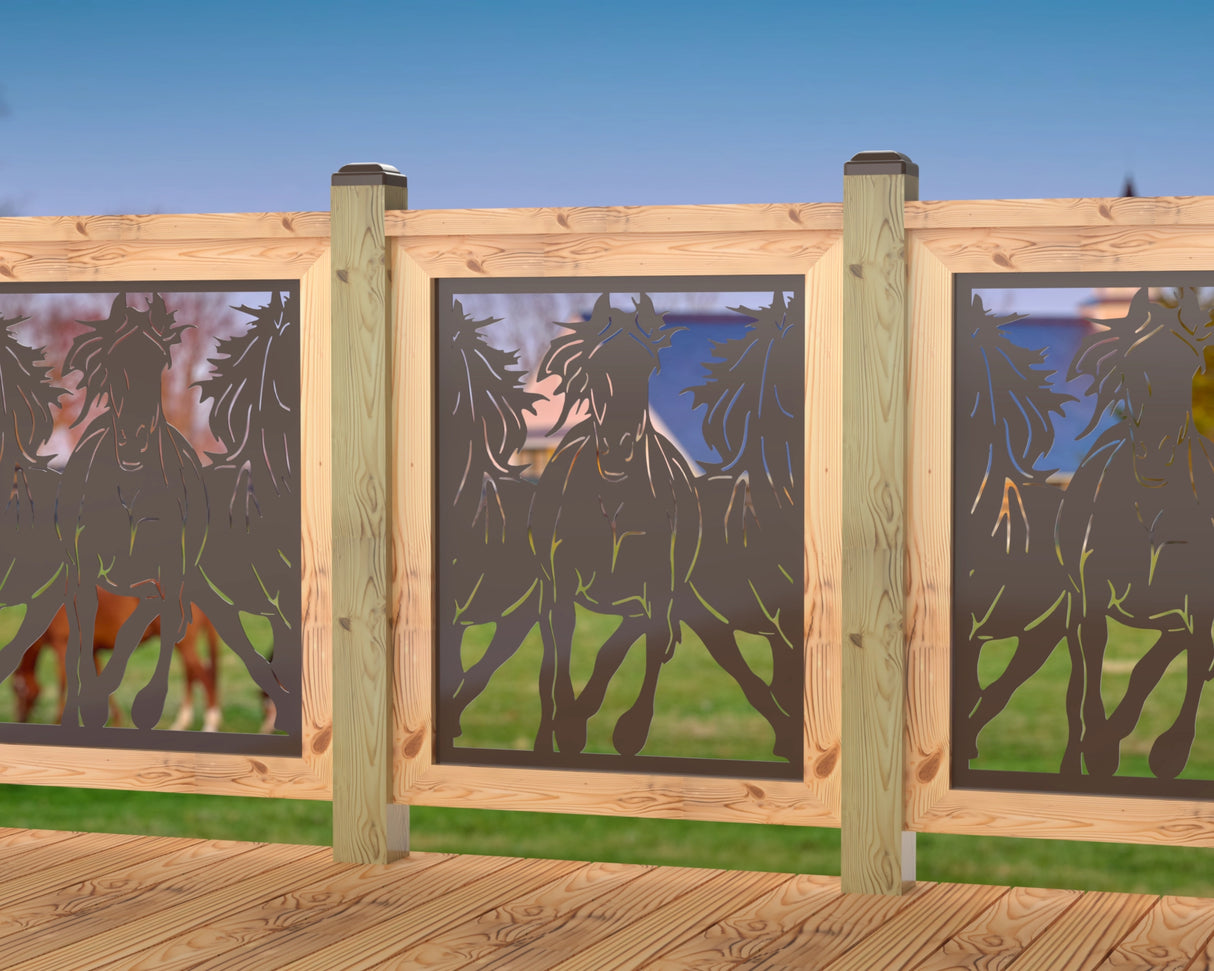 Horses Trotting Railing Panel Insert