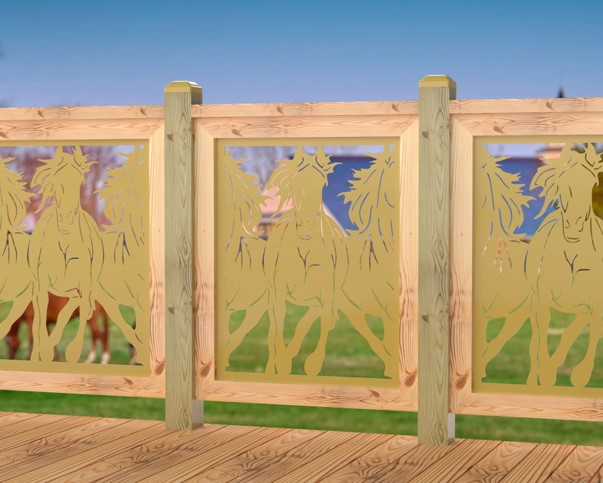 Horses Trotting Railing Panel Insert - Madison Iron and Wood