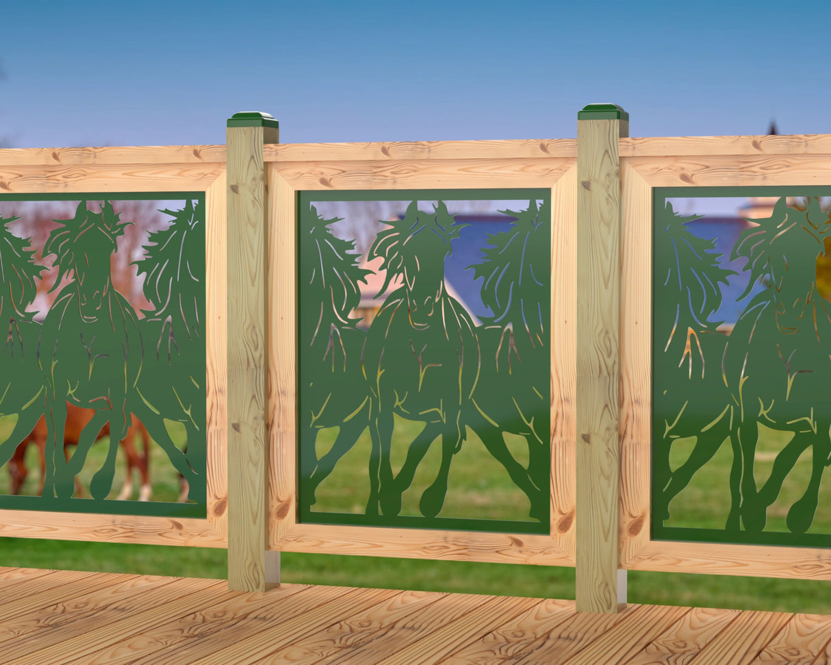 Horses Trotting Railing Panel Insert - Madison Iron and Wood