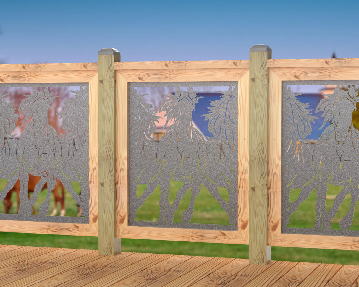 Horses Trotting Railing Panel Insert - Madison Iron and Wood