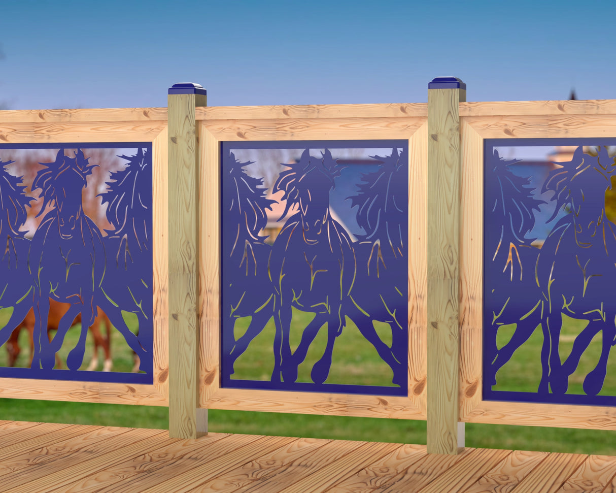 Horses Trotting Railing Panel Insert - Madison Iron and Wood