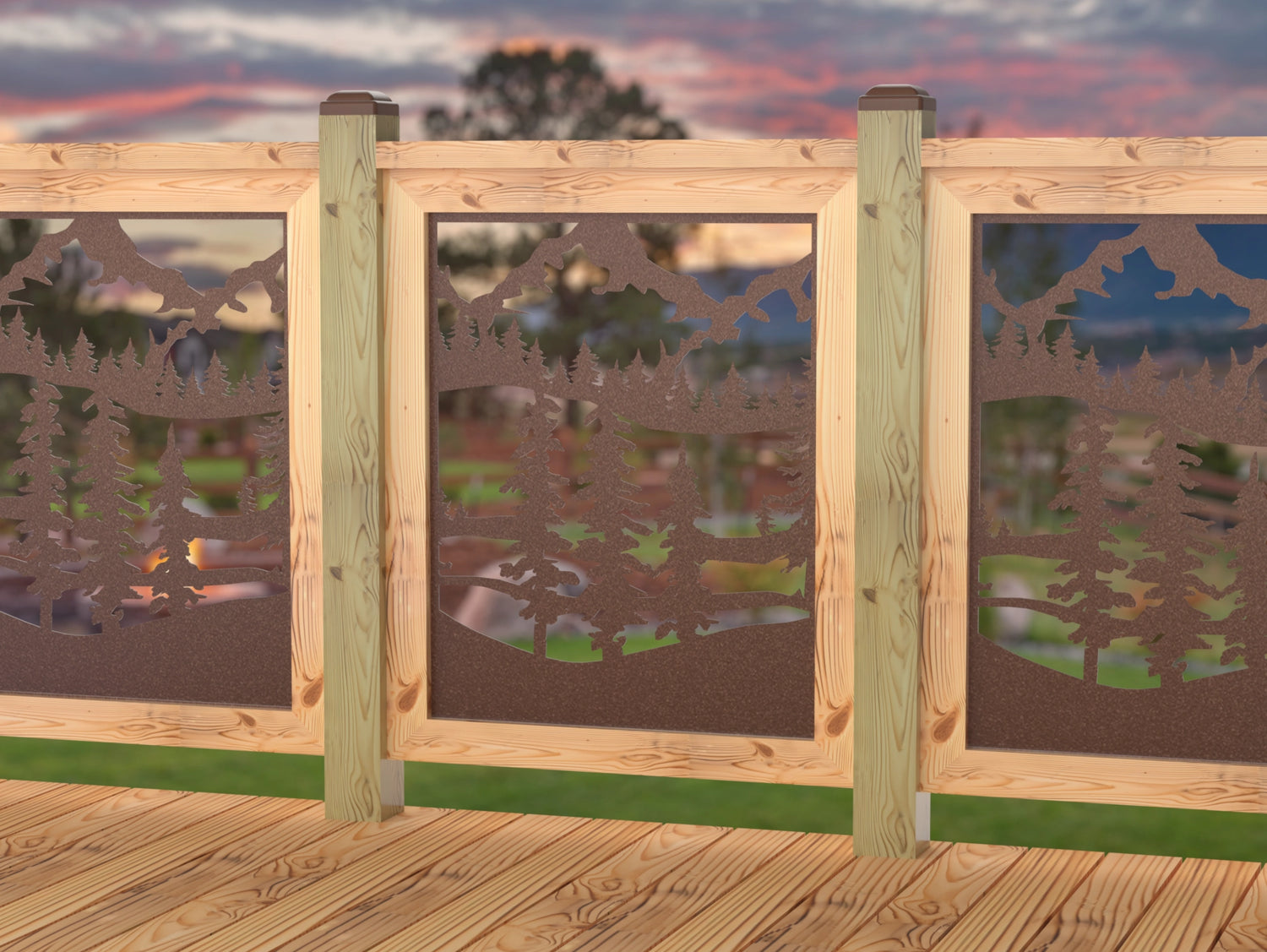 24"x30" - Mountain Landscape Fence/Gate Panel Insert - Madison Iron and Wood