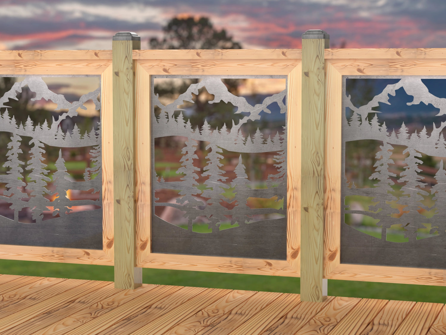 24"x30" - Mountain Landscape Fence/Gate Panel Insert - Madison Iron and Wood