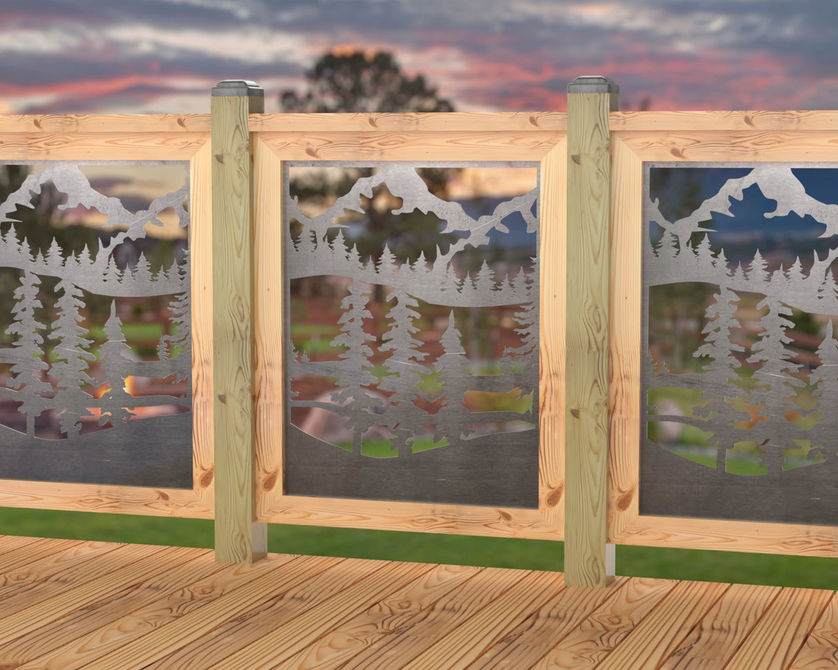 24"x30" - Mountain Landscape Fence/Gate Panel Insert - Madison Iron and Wood