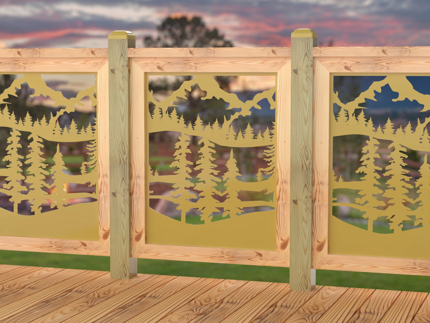 24"x30" - Mountain Landscape Fence/Gate Panel Insert - Madison Iron and Wood