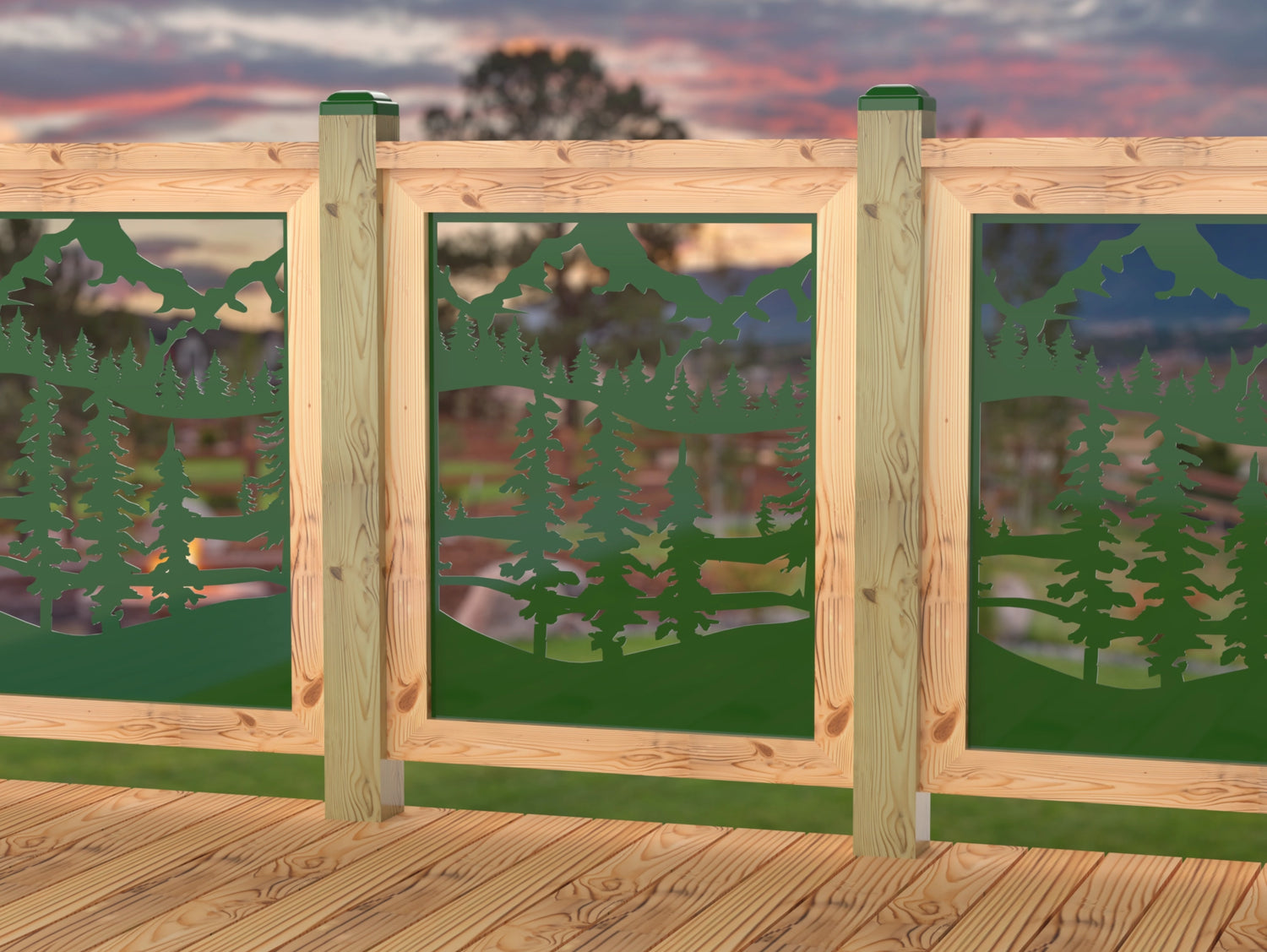 24"x30" - Mountain Landscape Fence/Gate Panel Insert - Madison Iron and Wood