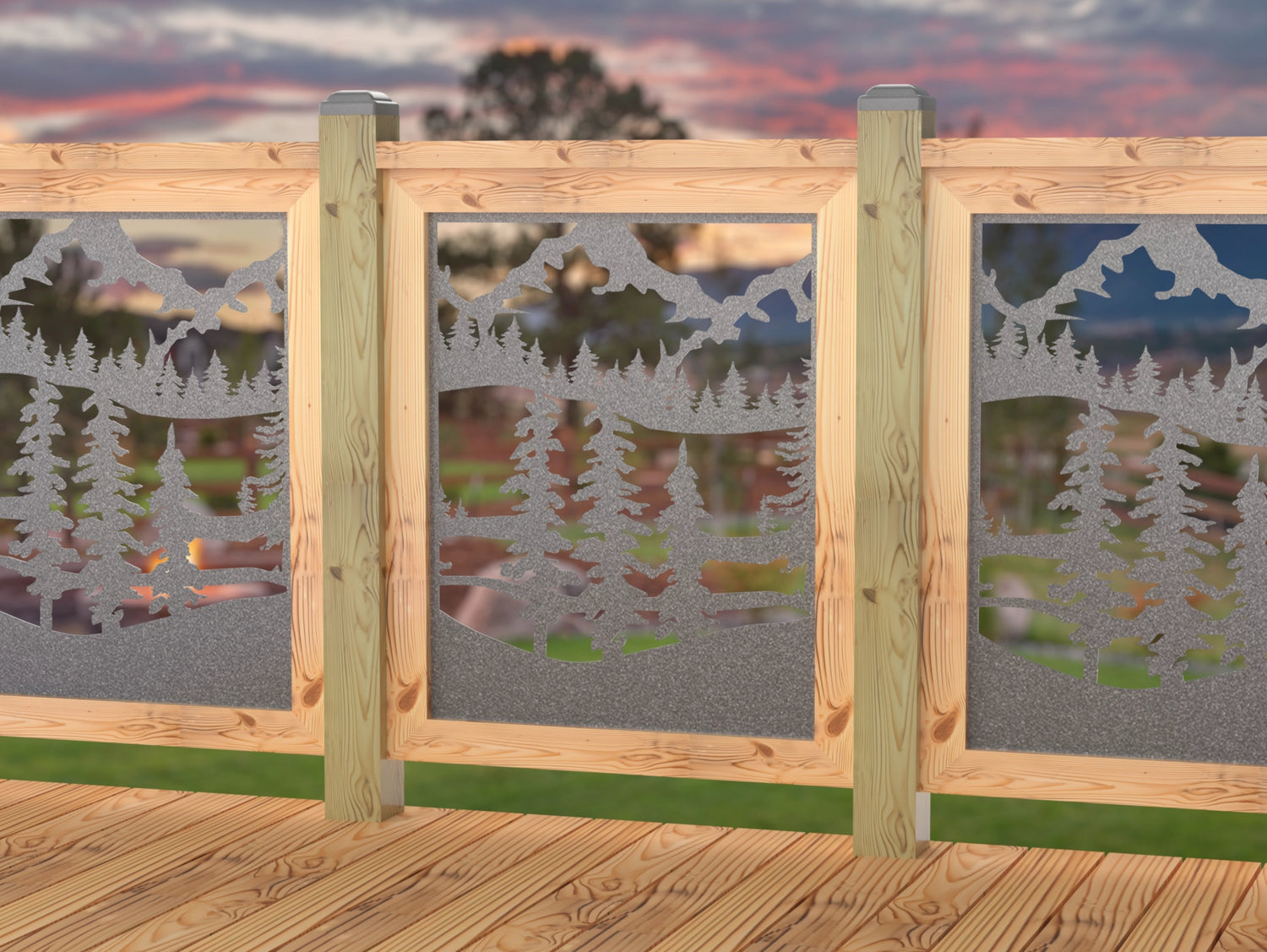 24"x30" - Mountain Landscape Fence/Gate Panel Insert - Madison Iron and Wood