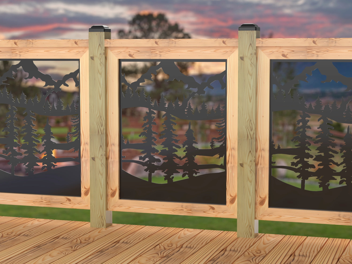 24"x30" - Mountain Landscape Fence/Gate Panel Insert - Madison Iron and Wood