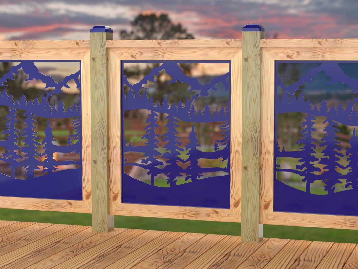 24"x30" - Mountain Landscape Fence/Gate Panel Insert - Madison Iron and Wood