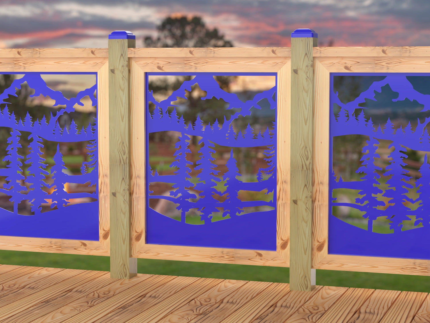 24"x30" - Mountain Landscape Fence/Gate Panel Insert - Madison Iron and Wood